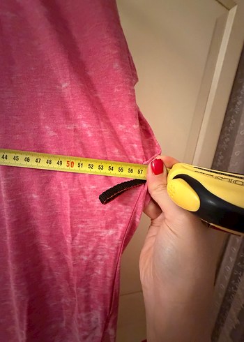 Pembe Baskılı Gevşek Kesim Keten Hamile Tişörtü - Görsel 3