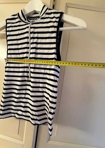 Çizgili Fermuarlı Kolsuz Yelek - Görsel 5