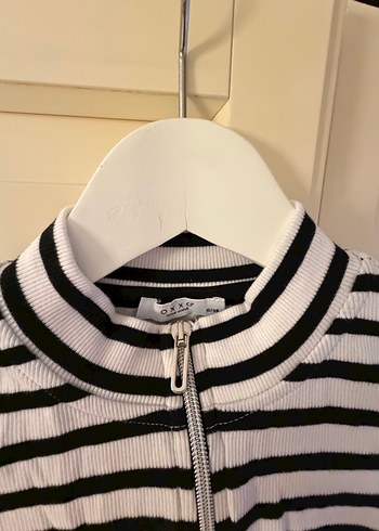 Çizgili Fermuarlı Kolsuz Yelek - Görsel 2