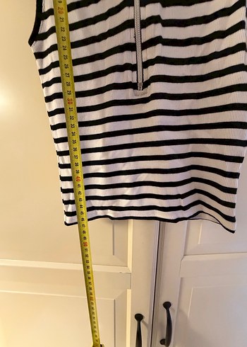 Çizgili Fermuarlı Kolsuz Yelek - Görsel 3