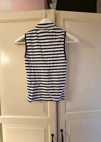 Çizgili Fermuarlı Kolsuz Yelek - Görsel 4