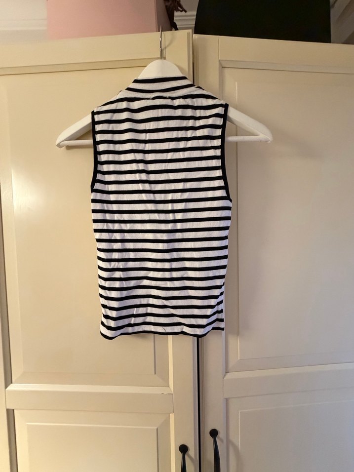 Çizgili Fermuarlı Kolsuz Yelek - Görsel 4