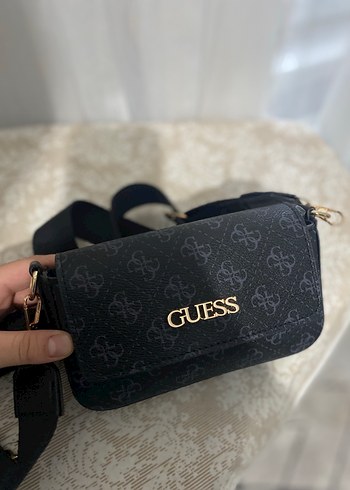Guess Baskılı Siyah Kadın Omuz Çantası