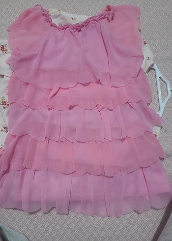 Pembe Fırfırlı Kız Çocuk Elbise - Görsel 6