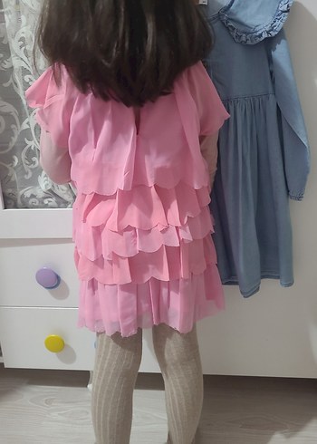 Pembe Fırfırlı Kız Çocuk Elbise - Görsel 2