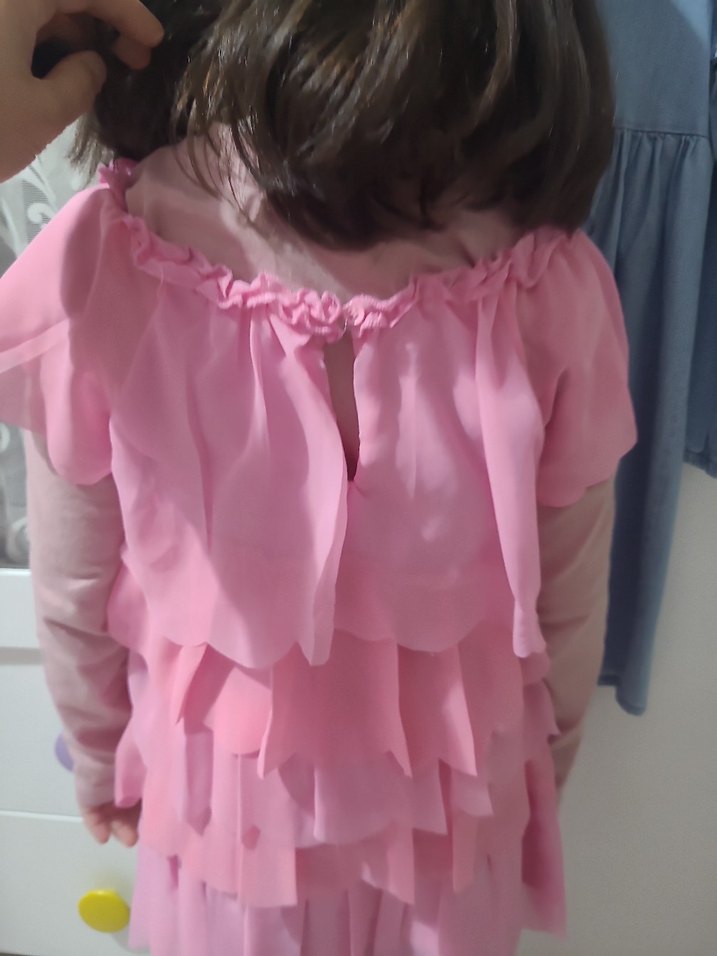 Pembe Fırfırlı Kız Çocuk Elbise - Görsel 3