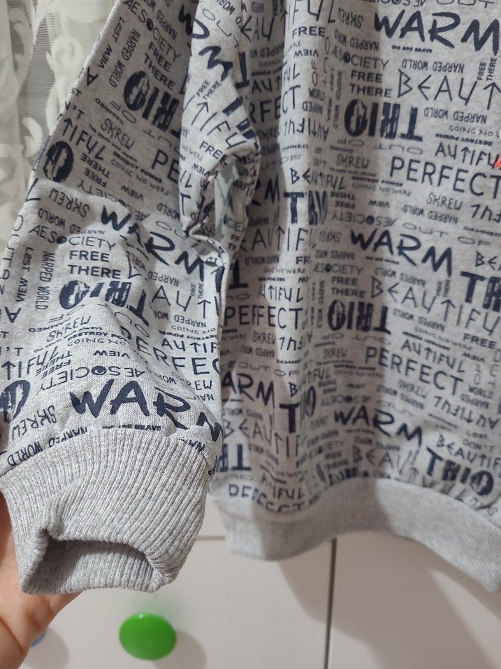 Çocuk Gri Baskılı Sweatshirt - Görsel 3