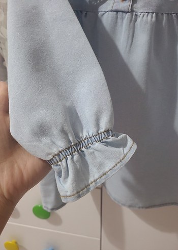 Nakışlı Mavi Denim Kız Elbisesi - Görsel 3