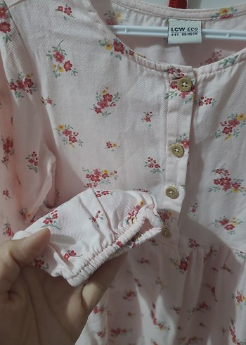 Çiçek Desenli Pembe Uzun Kollu Kız Elbisesi - Görsel 3