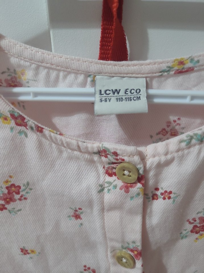 Çiçek Desenli Pembe Uzun Kollu Kız Elbisesi - Görsel 2