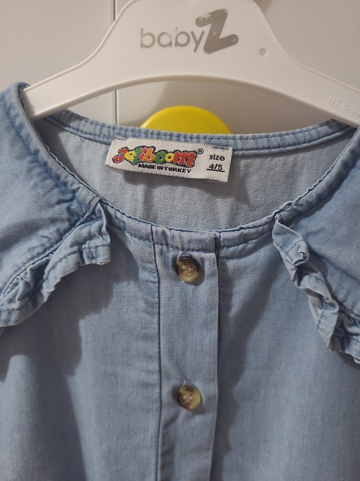 Kız Çocuk Mavi Denim Elbise - Görsel 2