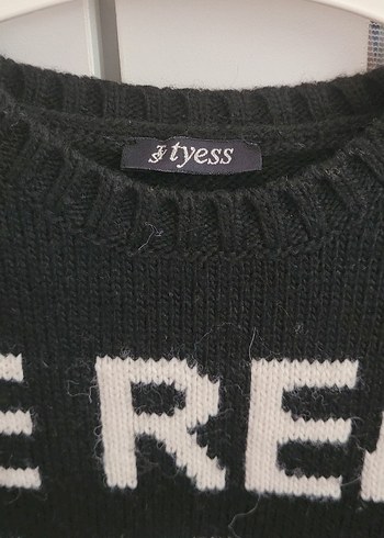 5 Yaş Beden B&G store Siyah Baskılı Oversize Triko cocuk elbise