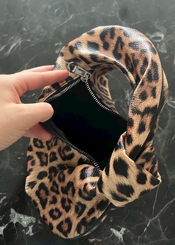 Kahverengi Leopar Desenli Kadın Deri Çanta - Görsel 2