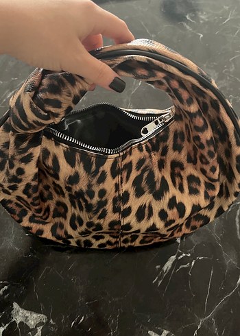 Kahverengi Leopar Desenli Kadın Deri Çanta - Görsel 3