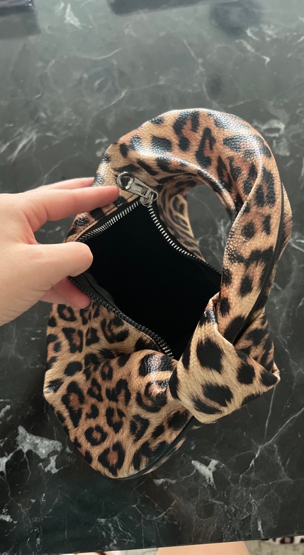 Kahverengi Leopar Desenli Kadın Deri Çanta - Görsel 2