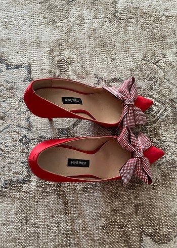 Kırmızı Fiyonklu Yüksek Topuklu Stiletto - Görsel 2