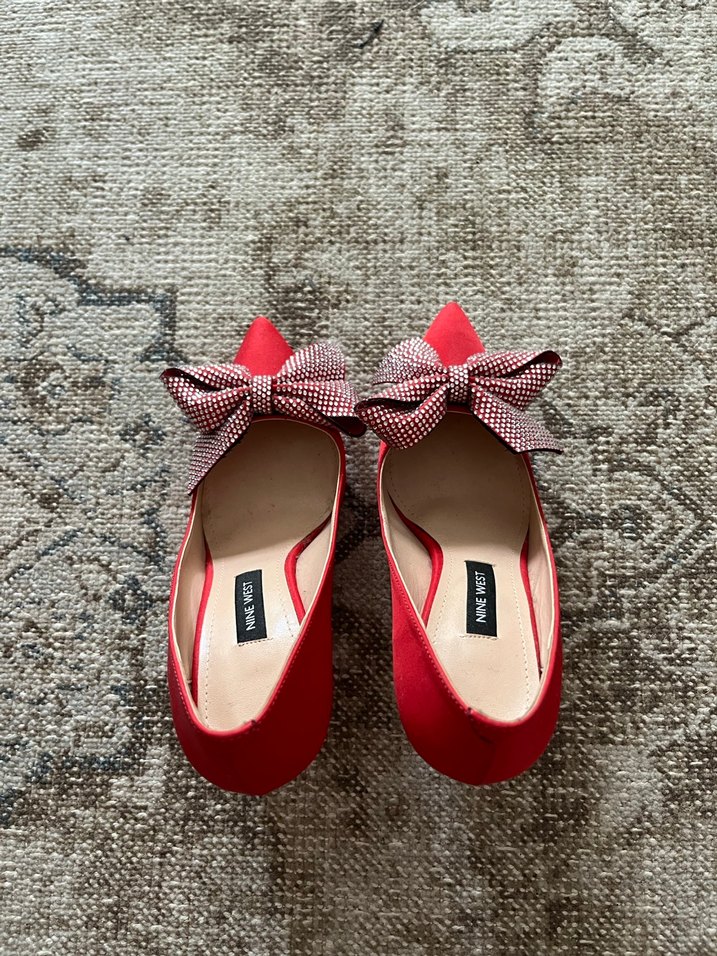 Kırmızı Fiyonklu Yüksek Topuklu Stiletto - Görsel 5