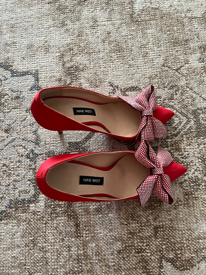 Kırmızı Fiyonklu Yüksek Topuklu Stiletto - Görsel 2