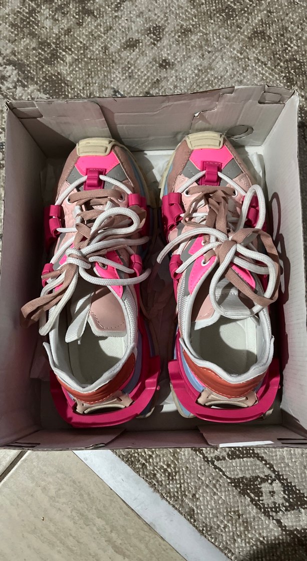 Beyaz Bağcıklı, renkli Kadın Spor Ayakkabı - Görsel 3