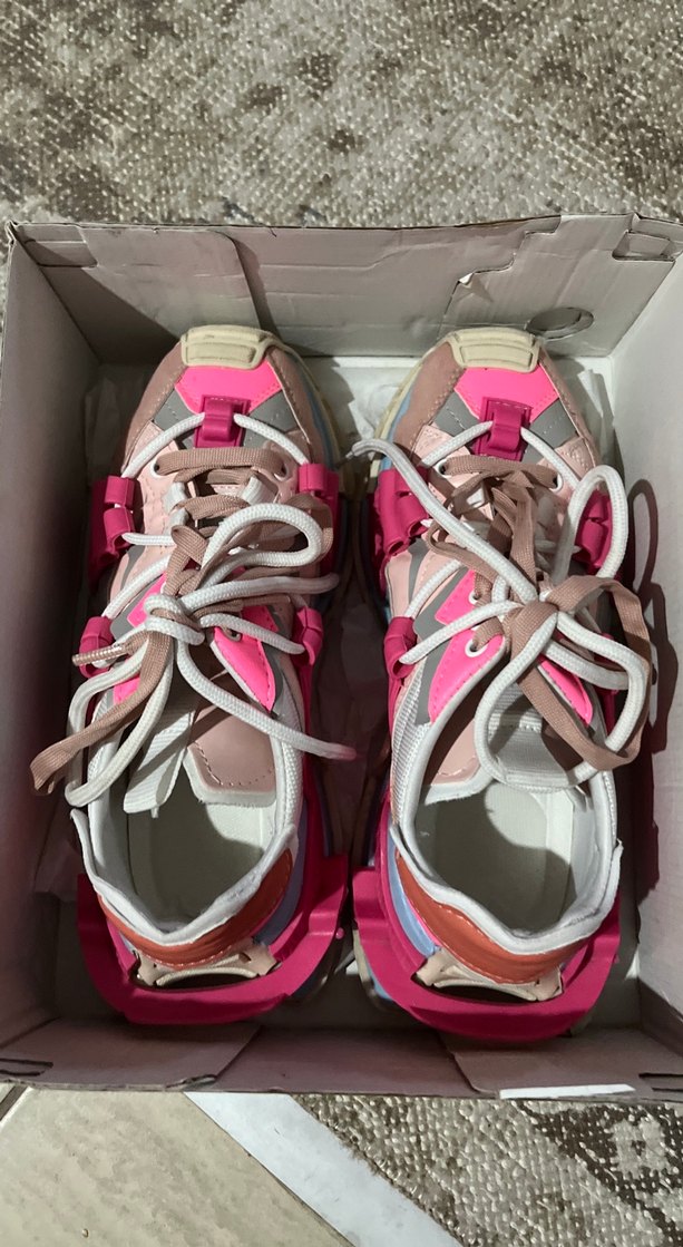 Beyaz Bağcıklı, renkli Kadın Spor Ayakkabı - Görsel 5