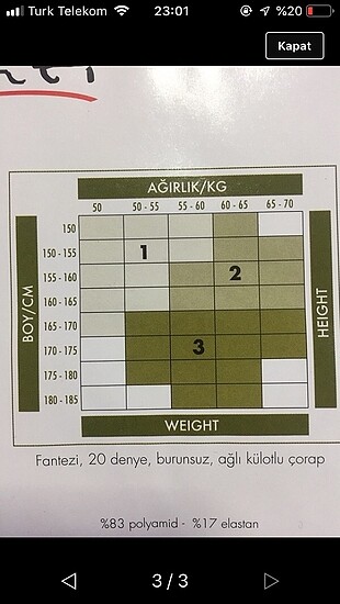 m Beden Penti desenli ince külotluçorap