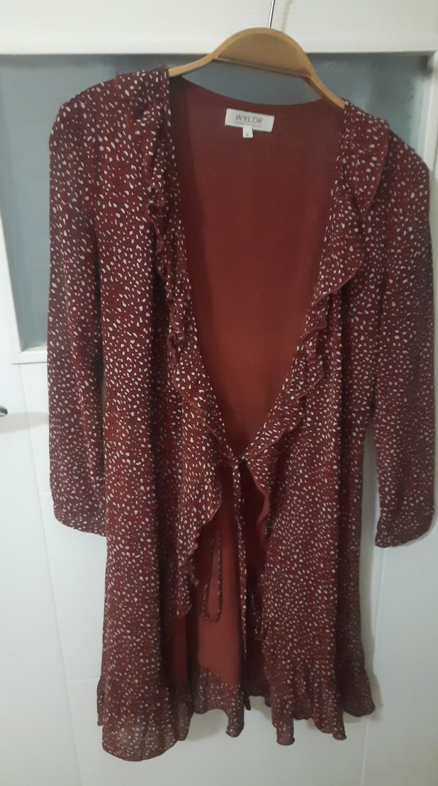 Bordo Uzun Kollu Salaş Kadın Elbise - Görsel 4