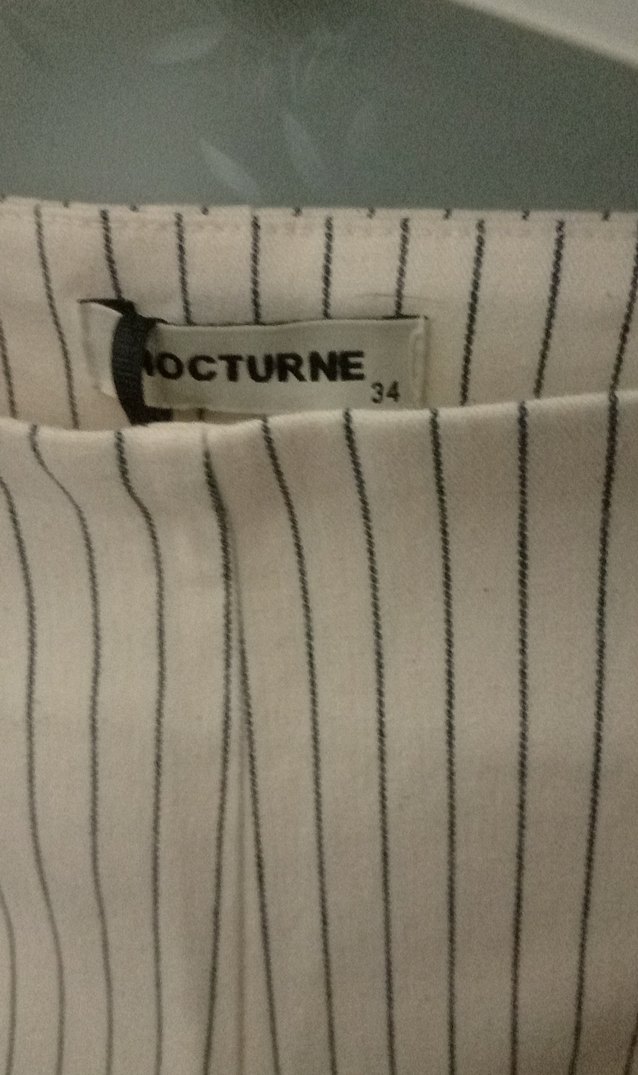 Bej Çizgili Midi Kumaş Pantolon - Görsel 3