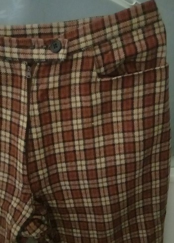 Düğmeli Kahverengi Kadın Kumaş Pantolon - Görsel 2