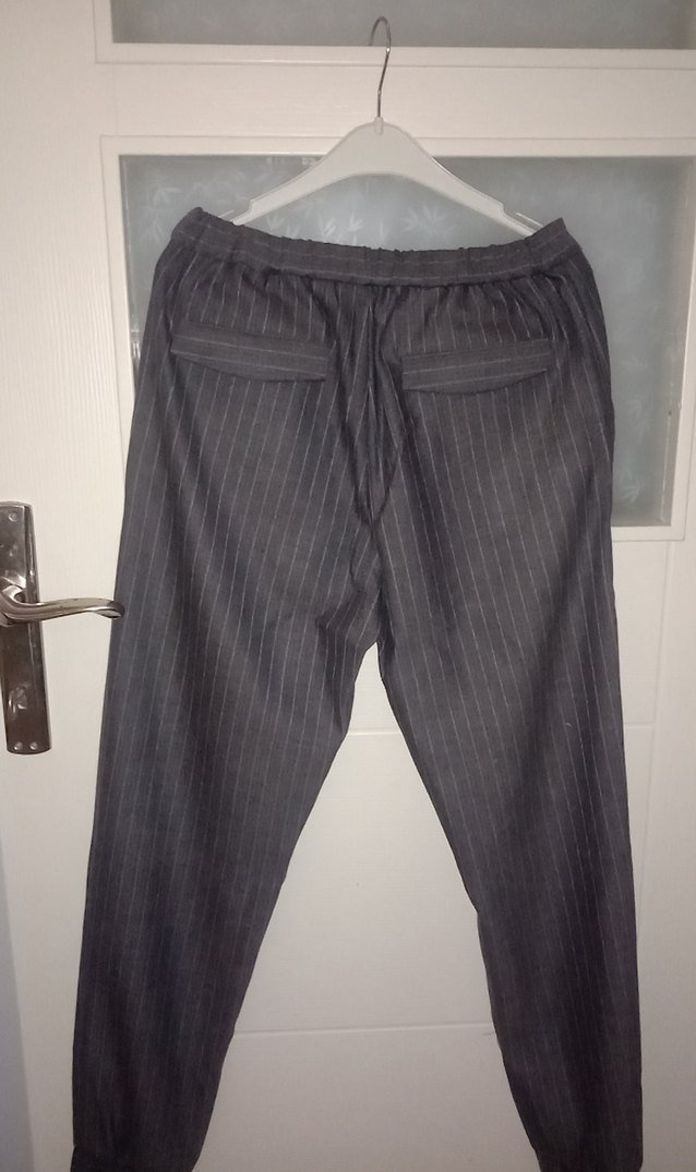 Gri Düğmeli Kadın Kumaş Pantolon - Görsel 3