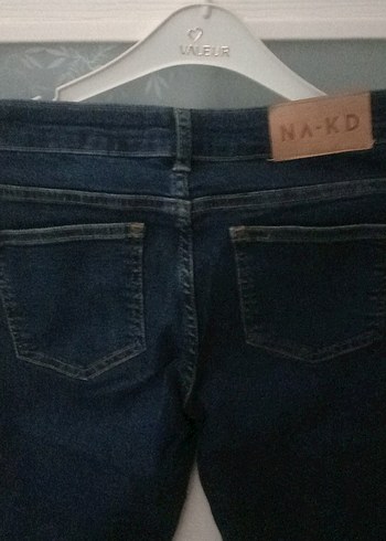 Düğmeli Lacivert Kadın Midi Kot Pantolon - Görsel 3