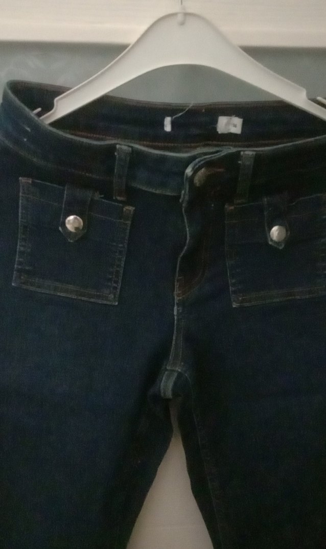 Düğmeli Lacivert Kadın Midi Kot Pantolon - Görsel 2