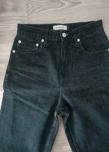 Siyah Kadın Midi Boy Denim Pantolon - Görsel 2