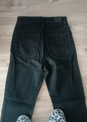 Siyah Kadın Midi Boy Denim Pantolon - Görsel 4