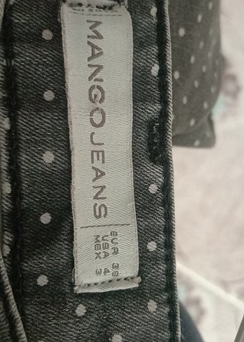 Gri Puantiyeli Düğmeli Kadın Kot Pantolon - Görsel 4