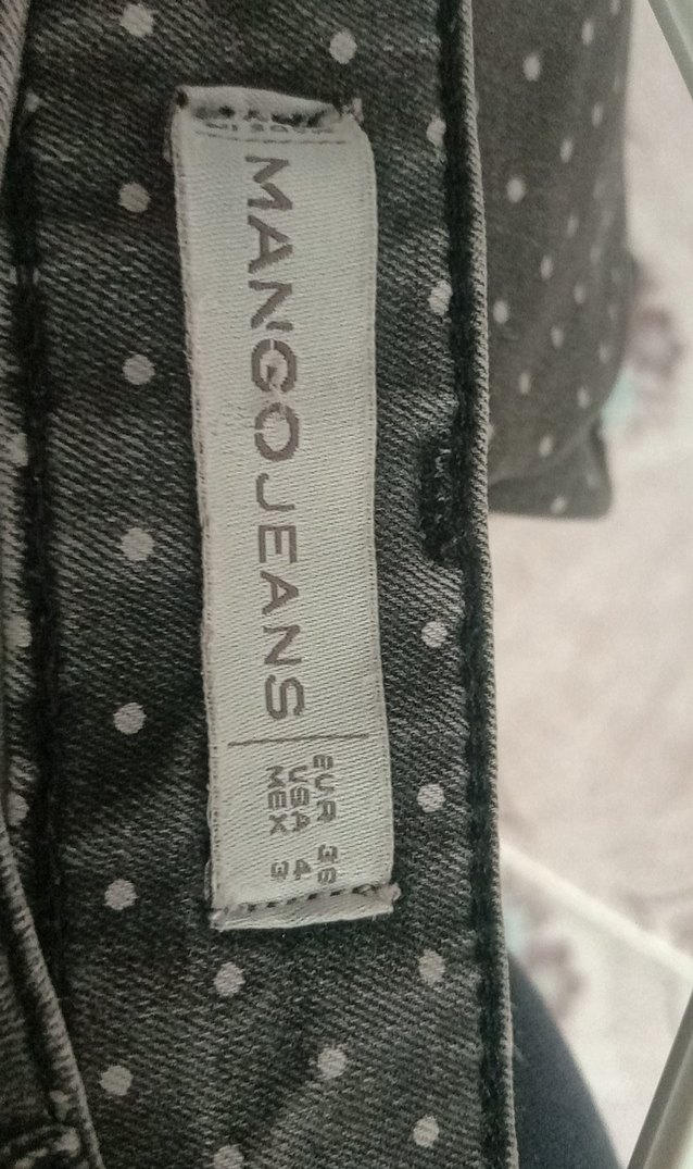 Gri Puantiyeli Düğmeli Kadın Kot Pantolon - Görsel 4