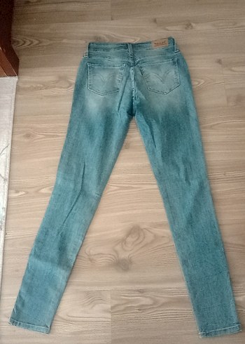 Turkuaz Renkli Midi Boy Kadın Denim Pantolon - Görsel 4