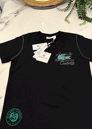 Lacoste x Roland Garros Club Siyah Baskılı Erkek Tişört