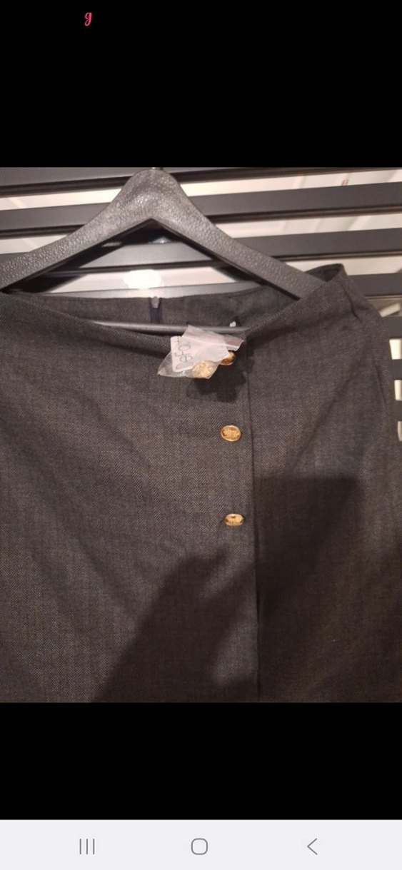 Düğmeli Gri Mini Kadın Etek - Görsel 3