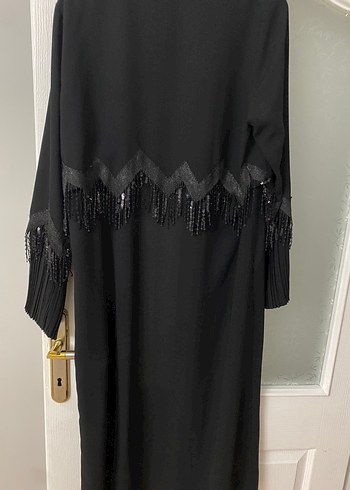 Uzun Siyah Gotik Nakışlı Kadın Sabahlık - Görsel 4