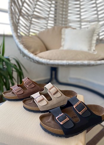 Birkenstock Kadın Süet Toka Detaylı Dolgu Topuk Terlik