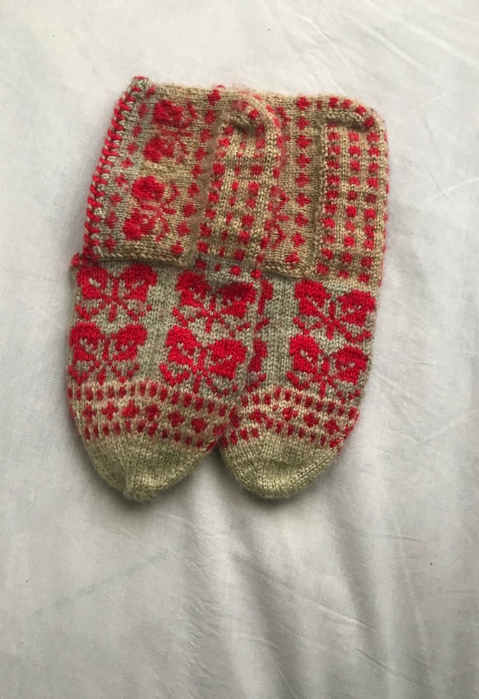 Nakışlı Kırmızı Örgü Kadın Patik - Görsel 2