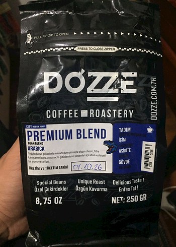 Beden 5 adet görselde görülen DOZZE Colombia Arabica Kahve 250gr Siyah