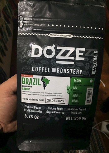  Beden Renk 5 adet görselde görülen DOZZE Colombia Arabica Kahve 250gr Siyah
