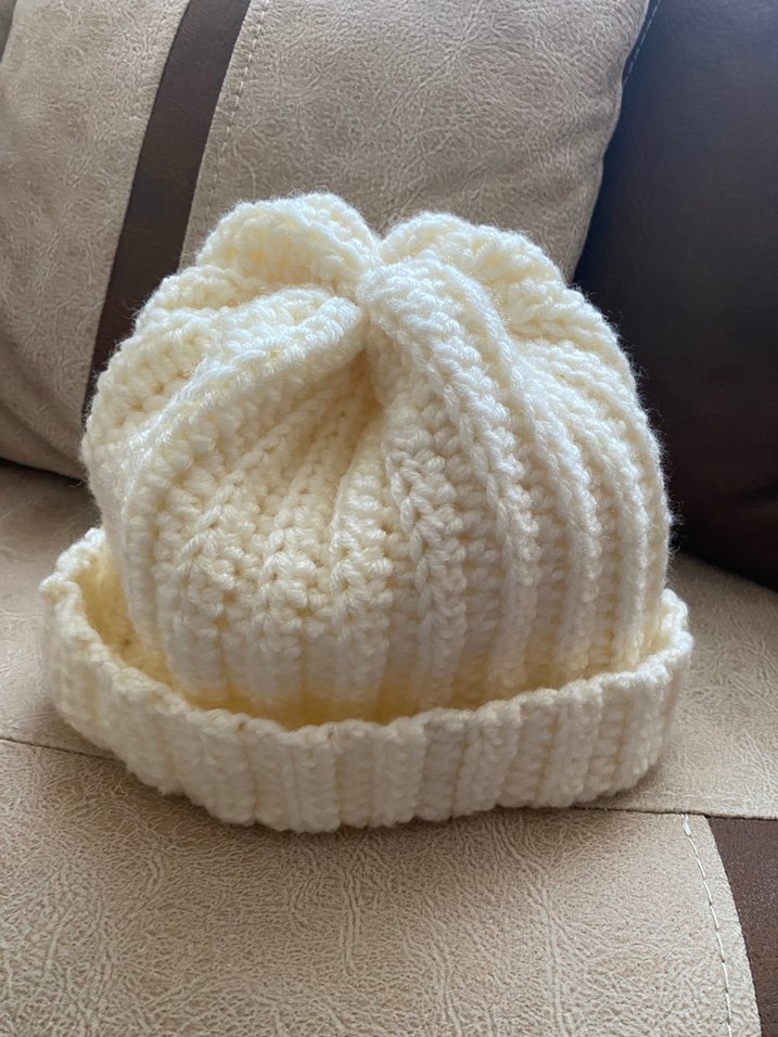 Beyaz Örgü Kadın Bere - Görsel 3