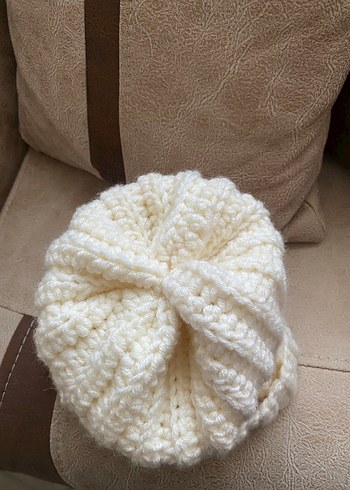 Beyaz Örgü Kadın Bere - Görsel 3