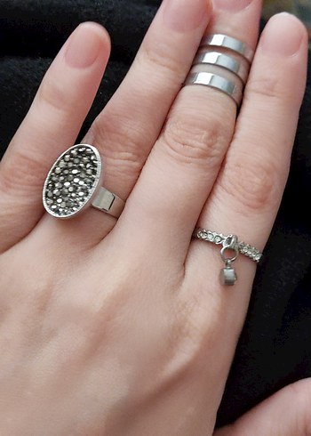 Gri Gotik Payetli Kadın Yüzükleri - Görsel 2