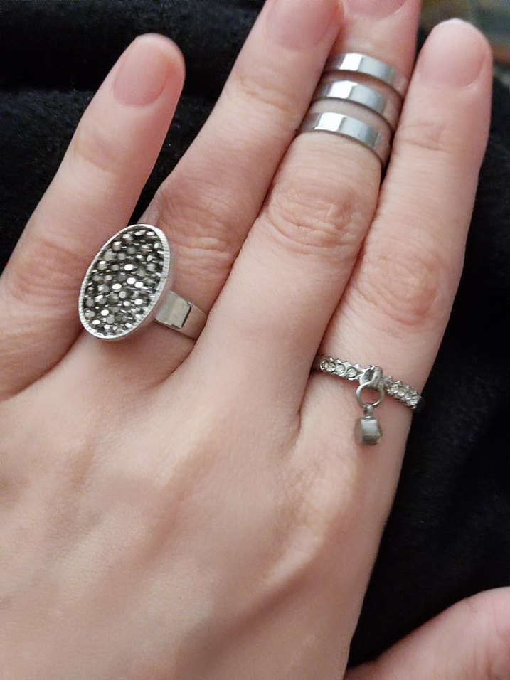 Gri Gotik Payetli Kadın Yüzükleri - Görsel 2