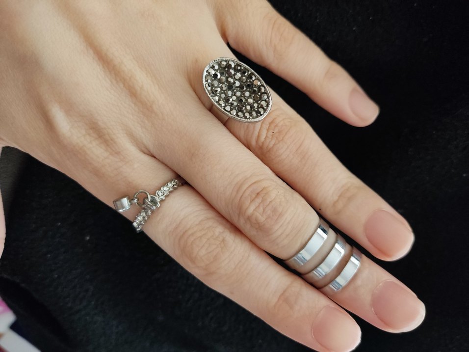 Gri Gotik Payetli Kadın Yüzükleri - Görsel 3