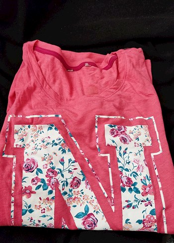 kadın Pembe Çiçekli Baskılı Tişört - Görsel 2