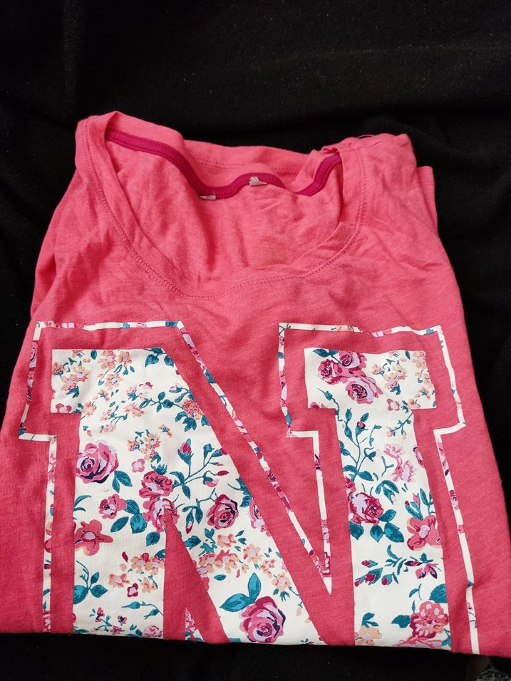 kadın Pembe Çiçekli Baskılı Tişört - Görsel 2